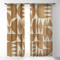 Alisa Galitsyna Woodblock Pattern Single Panel Sheer Window Curtain - Society 6
