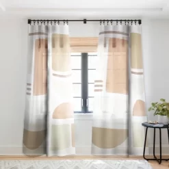 BohomadicStudio Geometric Shapes In Creme And Soft Pink Single Panel Sheer Window Curtain - Society 6 -Society6 GUEST 0ae43ea3 8904 4acd adc2 b55fee7ed563