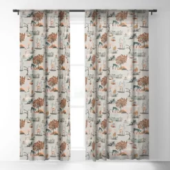 The Whiskey Ginger Cute Playful Animal Pattern I Single Panel Sheer Window Curtain - Society6
