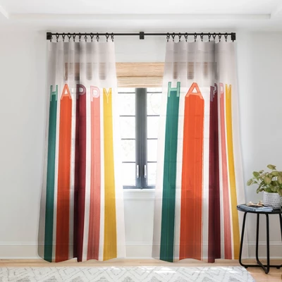 Showmemars Happy Letters In Retro Colors Single Panel Sheer Window Curtain - Society 6 5 Showmemars Happy Letters In Retro Colors Single Panel Sheer Window Curtain - Society 6 - Image 3