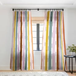 Lane And Lucia Rainbow Stripes And Dashes Single Panel Sheer Window Curtain - Society6 -Society6 GUEST 342c6f1a 0a44 43fd aa95 670c2ffd7552