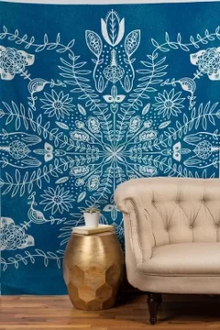 Sunshinecanteen Flores Cyan Tapestry - Society6