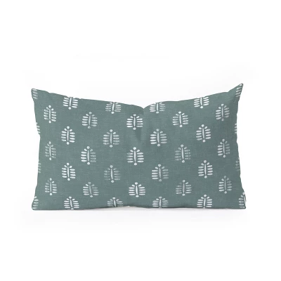 Little Arrow Design Co Block Print Ferns Teal Oblong Throw Pillow - Society6 4 Little Arrow Design Co Block Print Ferns Teal Oblong Throw Pillow - Society6 - Image 2
