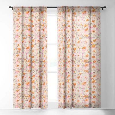 Alison Janssen Faded Floral Pink Citrus Single Panel Sheer Window Curtain - Society6 3 Alison Janssen Faded Floral Pink Citrus Single Panel Sheer Window Curtain - Society6