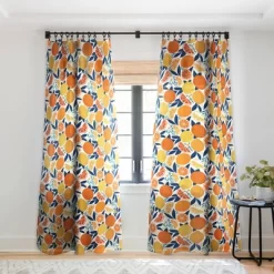 Avenie Citrus Fruits Blue Single Panel Sheer Window Curtain - Society6 -Society6 GUEST 4b85861d 4ede 411c bb8b 96e0c6a84e48
