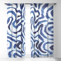 Dan Hobday Art Blue Minimal Single Panel Sheer Window Curtain - Society6