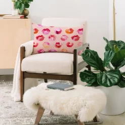 Ninola Design Sweet Pink Lips Oblong Throw Pillow - Society6