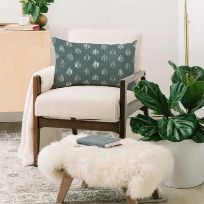 Little Arrow Design Co Block Print Ferns Teal Oblong Throw Pillow - Society6 3 Little Arrow Design Co Block Print Ferns Teal Oblong Throw Pillow - Society6