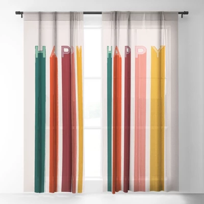 Showmemars Happy Letters In Retro Colors Single Panel Sheer Window Curtain - Society 6 3 Showmemars Happy Letters In Retro Colors Single Panel Sheer Window Curtain - Society 6