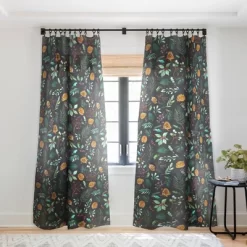 Ninola Design Christmas Botanical Charcoal Single Panel Sheer Window Curtain - Society6 -Society6 GUEST 67d11e25 80f5 4914 ae70 a9bc30a0693e