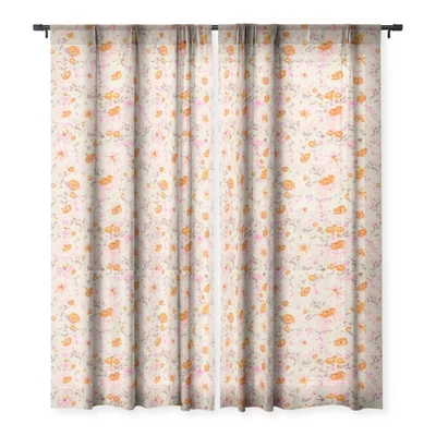 Alison Janssen Faded Floral Pink Citrus Single Panel Sheer Window Curtain - Society6 4 Alison Janssen Faded Floral Pink Citrus Single Panel Sheer Window Curtain - Society6 - Image 2