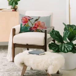 Lunetricotee Peonies Abstract Floral Oblong Throw Pillow - Society6