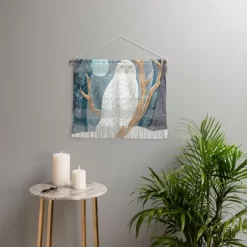 Sewzinski Snowy Owl At Night Fiber Wall Hanging - Society6