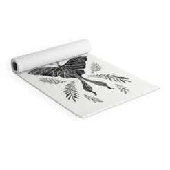 Avenie Luna Moth Black And White (6mm) 70" X 24" Yoga Mat - Society6