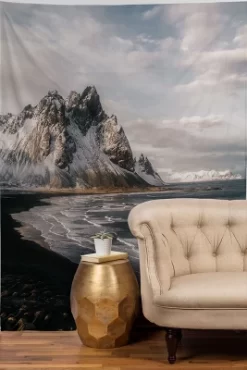 Michael Schauer Stokksness Icelandic Mountain Beach Sunset Tapestry - Society6