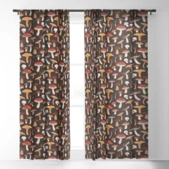 Avenie Mushroom Medley Pattern Single Panel Sheer Window Curtain - Society6
