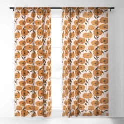 Alison Janssen Boho Poppies Single Panel Sheer Window Curtain - Society6