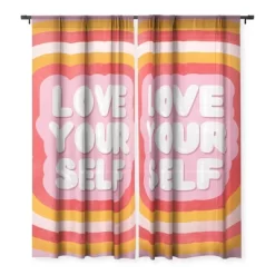 Showmemars Love Yourself Retro Type Single Panel Sheer Window Curtain - Society 6 -Society6 GUEST b9678326 4ace 4d24 ac14 e63904407f12