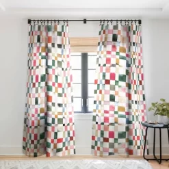 Ninola Design Watercolor Checker Yuletide Single Panel Sheer Window Curtain - Society6 -Society6 GUEST c56eedda 0e27 41e4 8b24 c6ee66b721ca