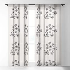 Alisa Galitsyna Dancing Flowers Single Panel Sheer Window Curtain - Society6