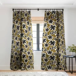 Alisa Galitsyna Florals On Olive Background Single Panel Sheer Window Curtain - Society 6 -Society6 GUEST da19bc8c 3d1f 4a4e bf2b 27875d26f75c