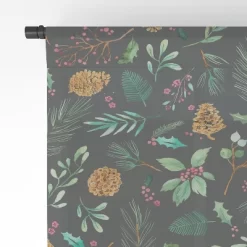 Ninola Design Christmas Botanical Charcoal Single Panel Sheer Window Curtain - Society6 -Society6 GUEST da4098f8 647d 4a47 993e 7374306e0974