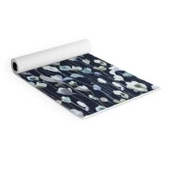 Ninola Design Watery Abstract Flowers Navy (6mm) 70" X 24" Yoga Mat - Society6