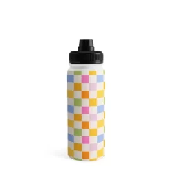 Iveta Abolina Eclectic Checker Check Cream Water Bottle - Society6
