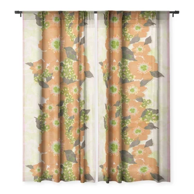 Sewzinski Retro Orange Flowers Single Panel Sheer Window Curtain - Society6 4 Sewzinski Retro Orange Flowers Single Panel Sheer Window Curtain - Society6 - Image 2
