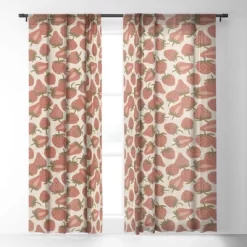 Alisa Galitsyna Strawberry Harvest 50" X 84" Single Panel Sheer Window Curtain - Society 6